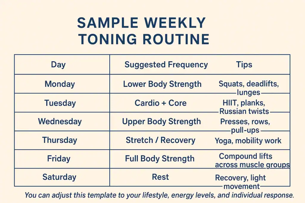 Achieving the Perfect Tone: How Often Should You Exercise for Results? 4 Weekly exercise Leicester plan graphic