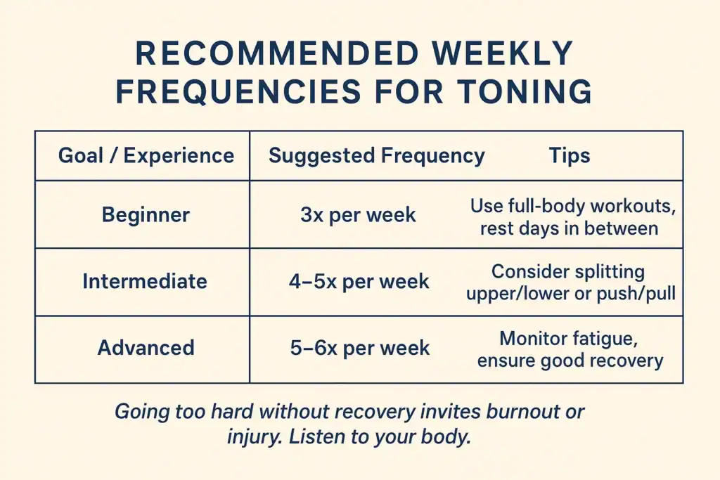 Achieving the Perfect Tone: How Often Should You Exercise for Results? 2 Graphic to show how often you should do exercise to help with toning Leicester
