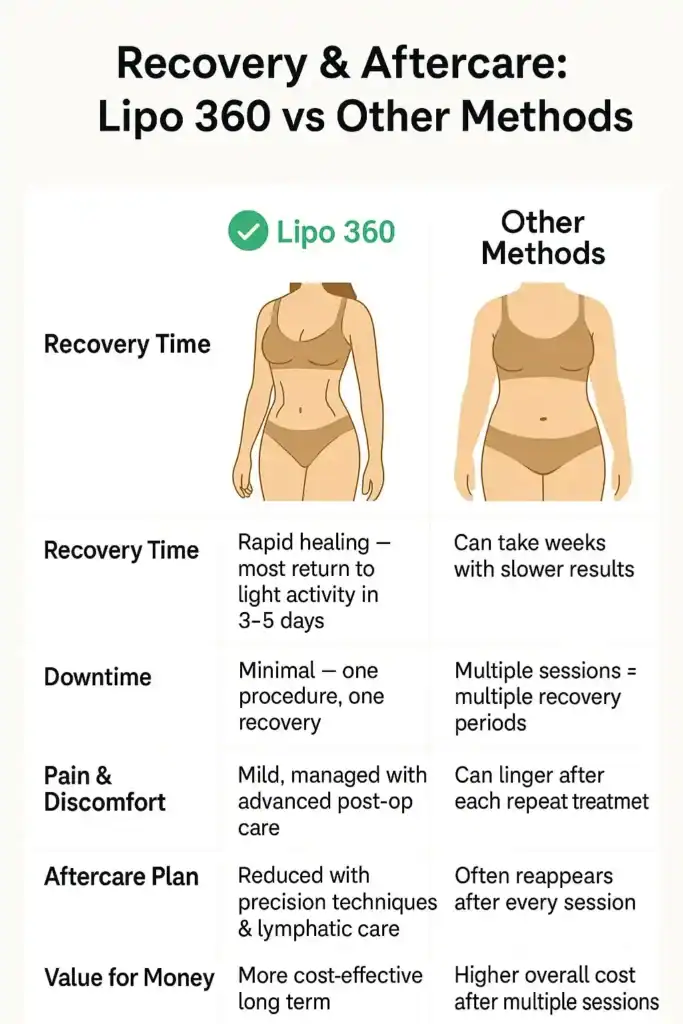 Recovery and Aftercare for Fat-Dissolving Surgery 2 Table to show fat dissolving injection aftercare Leicester
